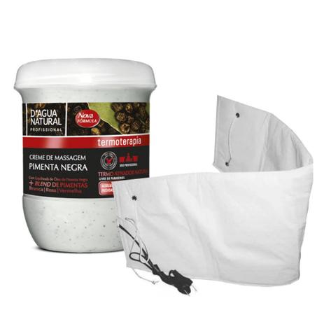 Combo creme pimenta negra 650g cinta térmica abdominal 220v - Dágua Natural Menor preço em Combo creme pimenta negra 650g cinta térmica abdominal 220v - Dágua Natural