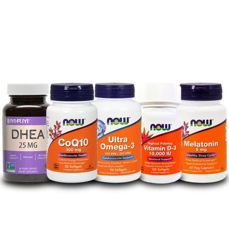 Combo Ddhea 25mg + Coq10 + Ultra Omega 3 + Vit+ Mela 5mg Now - Now foods é boa?