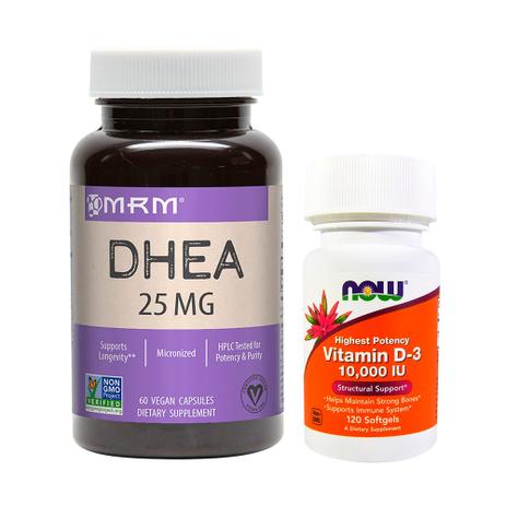 Combo DdHEÄ 25MG MRM + VIT D3 10000 UI 120 SOFTGELS NOW FOODS Menor preço em Combo DdHEÄ 25MG MRM + VIT D3 10000 UI 120 SOFTGELS NOW FOODS