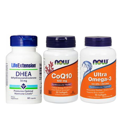 Combo Ddhea 50mg Life Ext + Coq10 100mg + Ultra Omega 3 Now - Life extension + now foods Menor preço em Combo Ddhea 50mg Life Ext + Coq10 100mg + Ultra Omega 3 Now - Life extension + now foods