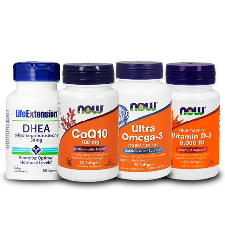 Combo Ddhea 50mg Life Ext+ Coq10+ Ultra Omega 3 + Vit D3 Now - Life extension + now foods Menor preço em Combo Ddhea 50mg Life Ext+ Coq10+ Ultra Omega 3 + Vit D3 Now - Life extension + now foods