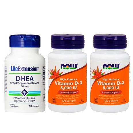 Combo Ddhea 50mg Life Extension + 2x Unidades Vit D3 5000ui Now Foods - Life extension + now foods Menor preço em Combo Ddhea 50mg Life Extension + 2x Unidades Vit D3 5000ui Now Foods - Life extension + now foods