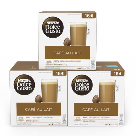 Combo de Cápsulas Dolce Gusto Café Au Lait 16 cápsulas - 3 caixas - Nescafé Dolce Gusto Menor preço em Combo de Cápsulas Dolce Gusto Café Au Lait 16 cápsulas - 3 caixas - Nescafé Dolce Gusto