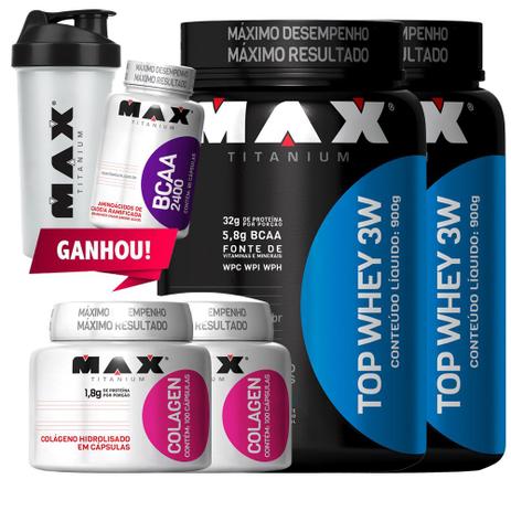Combo Duplo 2 Top Whey 3w + 2x Colagen + Bcaa Coq Max Titanium é boa?
