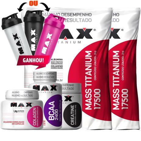 Combo Duplo De Massa Titanium Creatina Bcaa Colagen Coq - Max titanium Menor preço em Combo Duplo De Massa Titanium Creatina Bcaa Colagen Coq - Max titanium