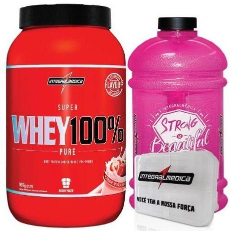 Combo Ela Top - Super Whey 100 Morango + Galão Rosa + Porta Caps - Integralmédica - Integralmedica Menor preço em Combo Ela Top - Super Whey 100 Morango + Galão Rosa + Porta Caps - Integralmédica - Integralmedica