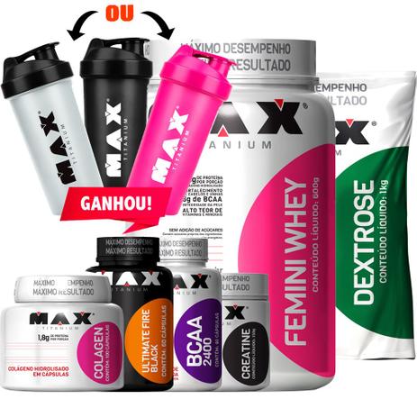 Combo Feminino Completo Mulher Na Academia Max Titanium Menor preço em Combo Feminino Completo Mulher Na Academia Max Titanium