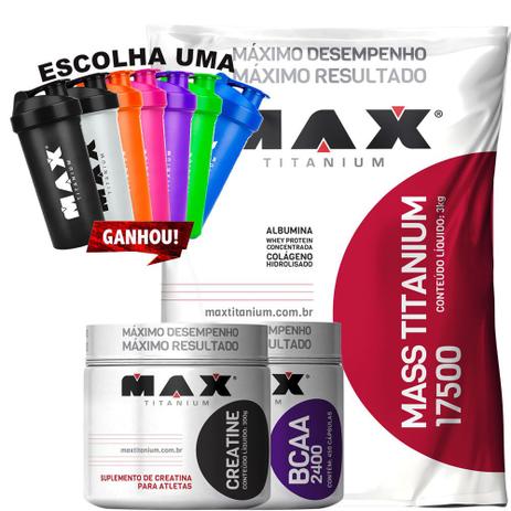 Combo Ficar monstro Massa Bcaa Crea Coq - Max titanium Menor preço em Combo Ficar monstro Massa Bcaa Crea Coq - Max titanium