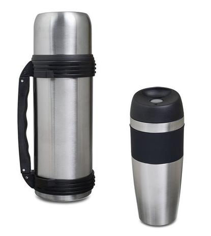 Combo Garrafa Térmica Inox Mokha 1 Litro + Copo Térmico Inox Mokha 450 ml Menor preço em Combo Garrafa Térmica Inox Mokha 1 Litro + Copo Térmico Inox Mokha 450 ml