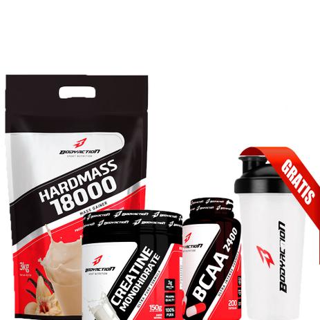 Combo Hard Mass 3Kg, Creatina 150g, BCAA 100 Cápsulas, Coqueteleira - Body Action - Morango é boa?