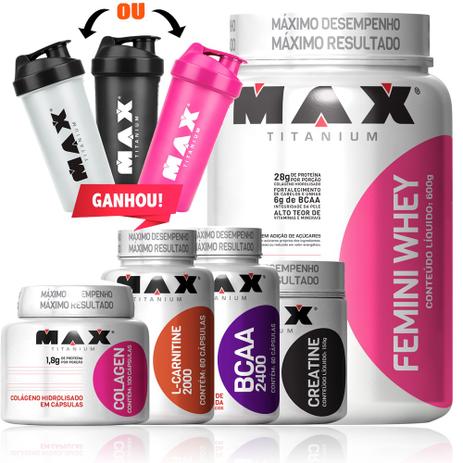Combo Hipertrofia Mulher Na Academia Max Titanium Melhro Kit Menor preço em Combo Hipertrofia Mulher Na Academia Max Titanium Melhro Kit