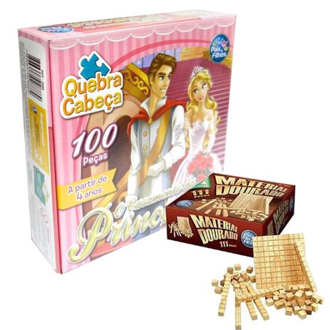 Combo - Jogo Material Dourado + Quebra Cabeça O Casamento da Princesa 100 Peças - Pais e filhos Menor preço em Combo - Jogo Material Dourado + Quebra Cabeça O Casamento da Princesa 100 Peças - Pais e filhos