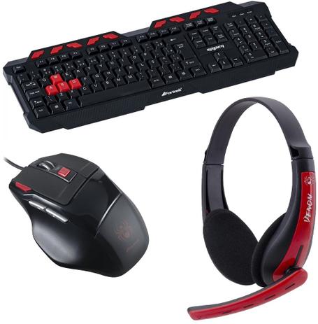 Combo Kit Gamer Spider Teclado GK-704BK + Mouse OM-705 + Headset Venom Shs701 Fortrek Menor preço em Combo Kit Gamer Spider Teclado GK-704BK + Mouse OM-705 + Headset Venom Shs701 Fortrek