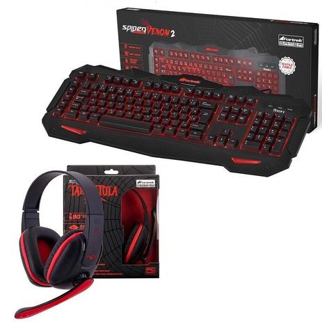 Combo Kit Gamer Spider Venom 2 Teclado GK-705 + Headset Spider Tarantula SHS-702 Fortrek Menor preço em Combo Kit Gamer Spider Venom 2 Teclado GK-705 + Headset Spider Tarantula SHS-702 Fortrek