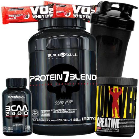 Combo Kit Importado Black Skull - Whey 7 Blend + Bcaa 2400 + Creatina Universal Menor preço em Combo Kit Importado Black Skull - Whey 7 Blend + Bcaa 2400 + Creatina Universal