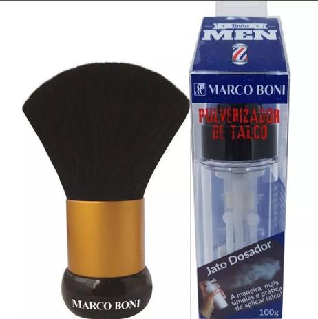 Combo kit pincel espanador de ombros + pulverizador de talco marco boni Menor preço em Combo kit pincel espanador de ombros + pulverizador de talco marco boni