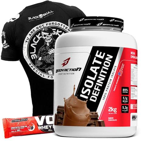 Combo kit Whey Isolate Definition Isolado Puro 2kg Camisa Camiseta Bope Black Skull - Body action Menor preço em Combo kit Whey Isolate Definition Isolado Puro 2kg Camisa Camiseta Bope Black Skull - Body action