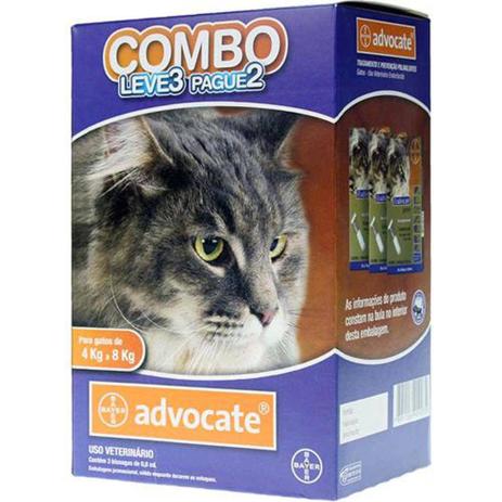Combo Leve 3 Pague 2 - Advocate Gatos 4 A 8 Kg (0,8ml) - Bayer Menor preço em Combo Leve 3 Pague 2 - Advocate Gatos 4 A 8 Kg (0,8ml) - Bayer