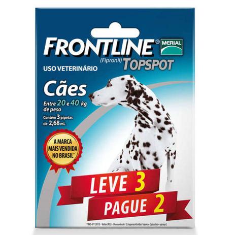 Combo Leve 3 Pague 2 - Frontline Topspot Para Cães De 20 A 40kg - Merial Menor preço em Combo Leve 3 Pague 2 - Frontline Topspot Para Cães De 20 A 40kg - Merial