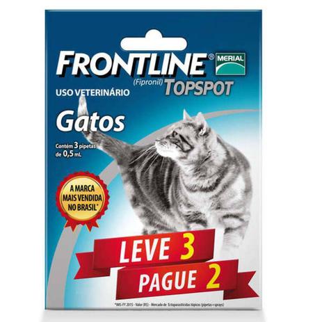 Combo Leve 3 Pague 2 - Frontline Topspot Para Gatos - Merial Menor preço em Combo Leve 3 Pague 2 - Frontline Topspot Para Gatos - Merial
