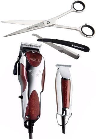 Combo maquina de corte magic clip v9000 220v + acabamento detailer + tesoura fio laser reta 7.0 + navalhete marco boni - Wahl Menor preço em Combo maquina de corte magic clip v9000 220v + acabamento detailer + tesoura fio laser reta 7.0 + navalhete marco boni - Wahl