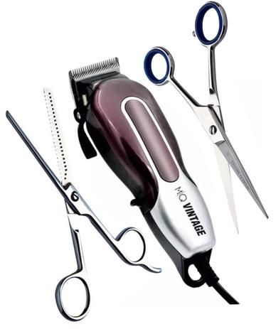Combo maquina de corte profissional vintage 220v + tesouras desfiadeira e navalha marco boni - Mq hair Menor preço em Combo maquina de corte profissional vintage 220v + tesouras desfiadeira e navalha marco boni - Mq hair