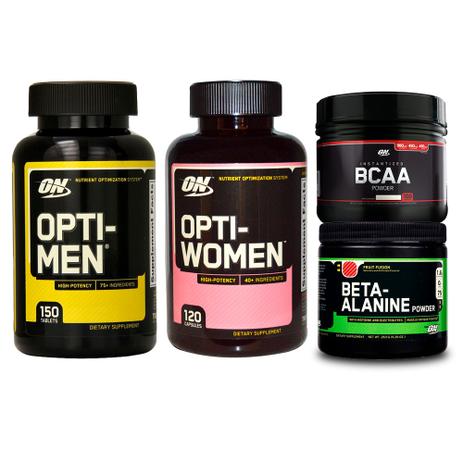 Combo Opti-Men 150 + Opti-Women 120 + BCAA + Beta-Alanine ON - Optimum nutrition Menor preço em Combo Opti-Men 150 + Opti-Women 120 + BCAA + Beta-Alanine ON - Optimum nutrition