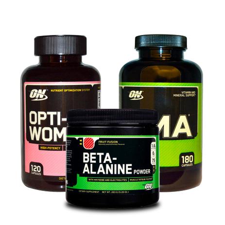 Combo Opti-Women 120 Tabs + ZMA 180 Caps + Beta-Alanine ON - Optimum nutrition Menor preço em Combo Opti-Women 120 Tabs + ZMA 180 Caps + Beta-Alanine ON - Optimum nutrition
