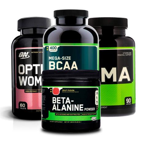 Combo Opti-Women 60 + Bcaa 400 + ZMA 90 + Beta-Alanine ON - Optimum nutrition Menor preço em Combo Opti-Women 60 + Bcaa 400 + ZMA 90 + Beta-Alanine ON - Optimum nutrition