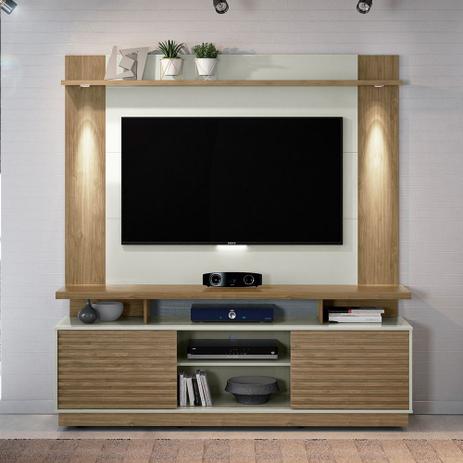 Combo Painel para TV Fortaleza + Bancada Blumenau Linea Brasil Avelã / Off White Menor preço em Combo Painel para TV Fortaleza + Bancada Blumenau Linea Brasil Avelã / Off White