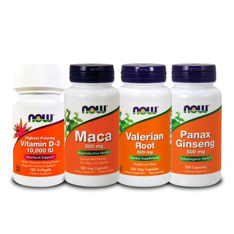 Combo Panax + Maca + Valerian Root + Vit D3 10000 Now Foods é boa?