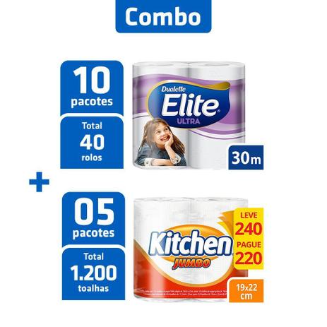 Combo Papel Higiênico Elite 10 Pcts + 5 Pcts Papel Toalha Menor preço em Combo Papel Higiênico Elite 10 Pcts + 5 Pcts Papel Toalha
