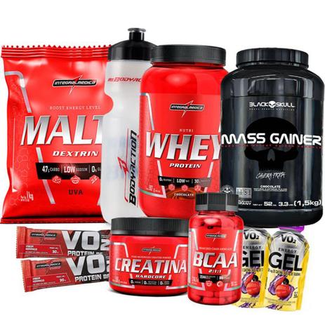 Combo para construção Massa Muscular Ganho Peso Whey Nutri Massa Gainer Maltodextrina Creatina Bcaa - Integralmedica Menor preço em Combo para construção Massa Muscular Ganho Peso Whey Nutri Massa Gainer Maltodextrina Creatina Bcaa - Integralmedica