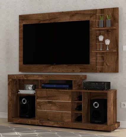 Combo Para TV até 47” Rústico Malbec (Rack Porto+Painel Dante) DJ Móveis Menor preço em Combo Para TV até 47” Rústico Malbec (Rack Porto+Painel Dante) DJ Móveis