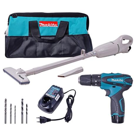 Combo parafusadeira/furadeira de impacto e aspirador de pó a bateria 12v - dk1204x1 - makita Menor preço em Combo parafusadeira/furadeira de impacto e aspirador de pó a bateria 12v - dk1204x1 - makita