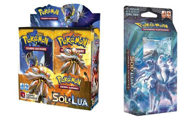 Combo Pokemon Box Sol e Lua com 36 Boosters + Deck Pokemon Sombras Ardentes Geada Luminosa Ninetales Menor preço em Combo Pokemon Box Sol e Lua com 36 Boosters + Deck Pokemon Sombras Ardentes Geada Luminosa Ninetales