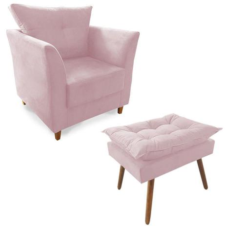 Combo Poltrona Decorativa Isis Mais Puff Opalla Suede Rosa - DS Móveis Menor preço em Combo Poltrona Decorativa Isis Mais Puff Opalla Suede Rosa - DS Móveis