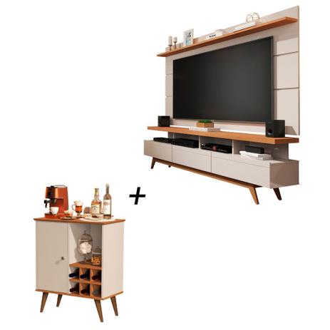 Combo Rack e Painel Vivare Wood+Buffet Royal 1 Porta c/Adega - Mega Fácil Móveis Menor preço em Combo Rack e Painel Vivare Wood+Buffet Royal 1 Porta c/Adega - Mega Fácil Móveis