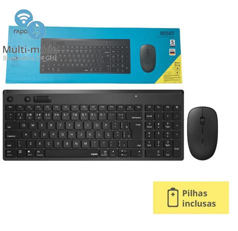 Combo Rapoo Teclado e Mouse sem Fio Bluetooth 5 Anos Garantia 1300 DPI para Mac Windows Android IOS Menor preço em Combo Rapoo Teclado e Mouse sem Fio Bluetooth 5 Anos Garantia 1300 DPI para Mac Windows Android IOS