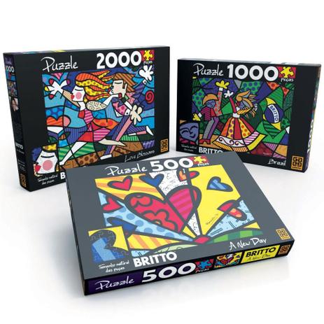 Combo Romero Britto - 3 Puzzle - Grow Menor preço em Combo Romero Britto - 3 Puzzle - Grow