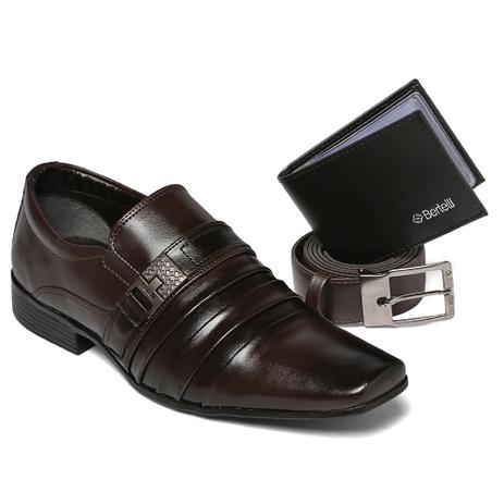 Combo Sapato Social Bertelli Confort Café 70019 Menor preço em Combo Sapato Social Bertelli Confort Café 70019