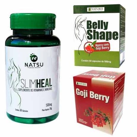 Combo Slim Heal, Seca Barriga E Goji Berry Natsu - Natsu / naturei Menor preço em Combo Slim Heal, Seca Barriga E Goji Berry Natsu - Natsu / naturei