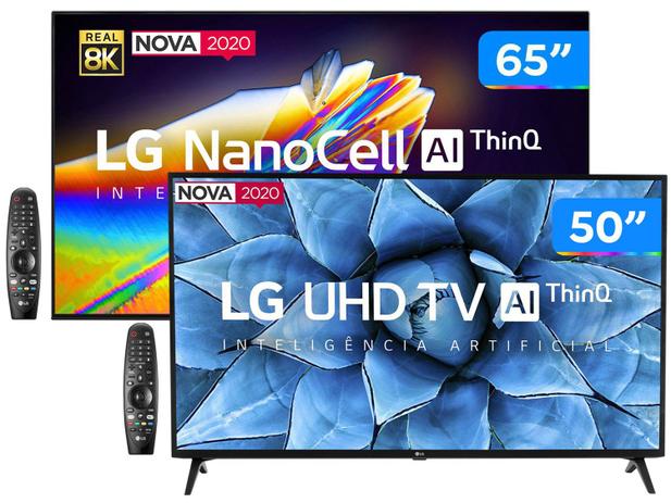 Combo Smart TV 8K NanoCell IPS 65” LG - 65NANO96SNA Wi-Fi Bluetooth + Smart TV UHD 4K 50” Menor preço em Combo Smart TV 8K NanoCell IPS 65” LG - 65NANO96SNA Wi-Fi Bluetooth + Smart TV UHD 4K 50”