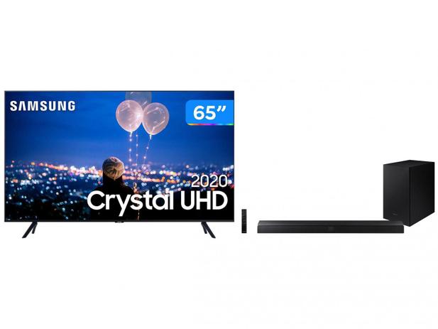 Combo Smart TV Crystal UHD 4K LED 65” Samsung - 65TU8000 + Soundbar com Subwoofer Wireless Menor preço em Combo Smart TV Crystal UHD 4K LED 65” Samsung - 65TU8000 + Soundbar com Subwoofer Wireless