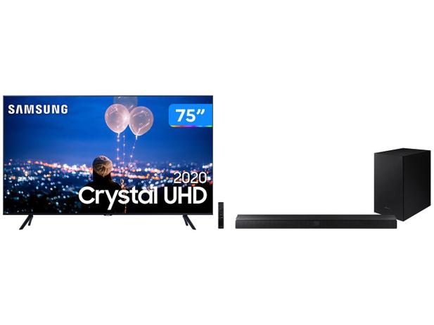 Combo Smart TV Crystal UHD 4K LED 75” Samsung - 75TU8000 + Soundbar com Subwoofer Wireless Menor preço em Combo Smart TV Crystal UHD 4K LED 75” Samsung - 75TU8000 + Soundbar com Subwoofer Wireless