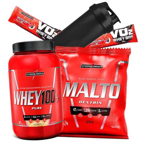 Combo Suplementos Pra Ganhar Massa Muscular - Super Whey Protein + Maltodextrina 1k + Coqueteleira - Integralmedica Menor preço em Combo Suplementos Pra Ganhar Massa Muscular - Super Whey Protein + Maltodextrina 1k + Coqueteleira - Integralmedica