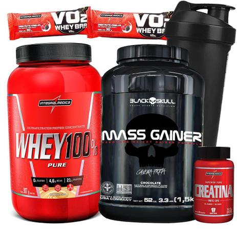 Combo Suplementos Pra Massa Muscular -Super Whey Protein + Hiper calorico 1500g + Creatina + Shaker - Integralmedica Menor preço em Combo Suplementos Pra Massa Muscular -Super Whey Protein + Hiper calorico 1500g + Creatina + Shaker - Integralmedica