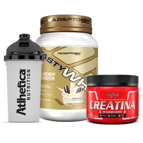 Combo Tasty Whey 2 LB Cookies + Creatina 150g + Bottle - K-fit Menor preço em Combo Tasty Whey 2 LB Cookies + Creatina 150g + Bottle - K-fit