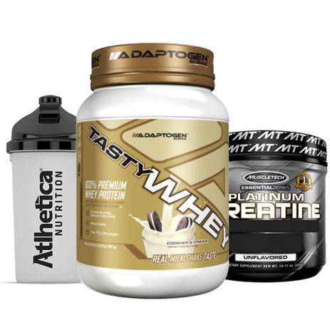 Combo Tasty Whey 2 LB Cookies + Creatine 400g + Bottle - K-fit Menor preço em Combo Tasty Whey 2 LB Cookies + Creatine 400g + Bottle - K-fit
