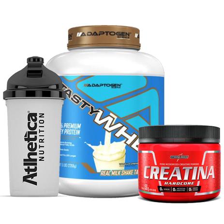 Combo Tasty Whey 5 LB Vanilla + Creatina 150g + Bottle - K-fit Menor preço em Combo Tasty Whey 5 LB Vanilla + Creatina 150g + Bottle - K-fit